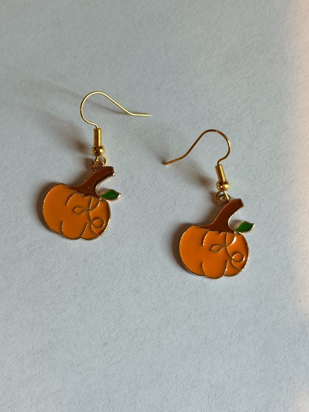 Gold-Tone Orange Pumpkin Drop Earrings by